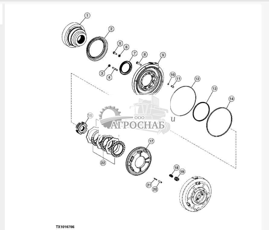 Корпус и диск сцепления стояночного тормоза 